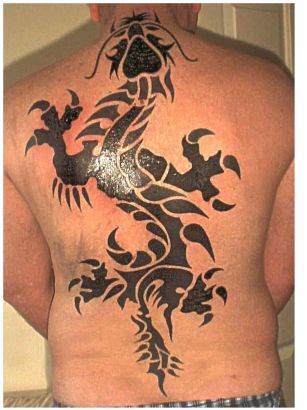 Tribal Dragon Tattoo On Back